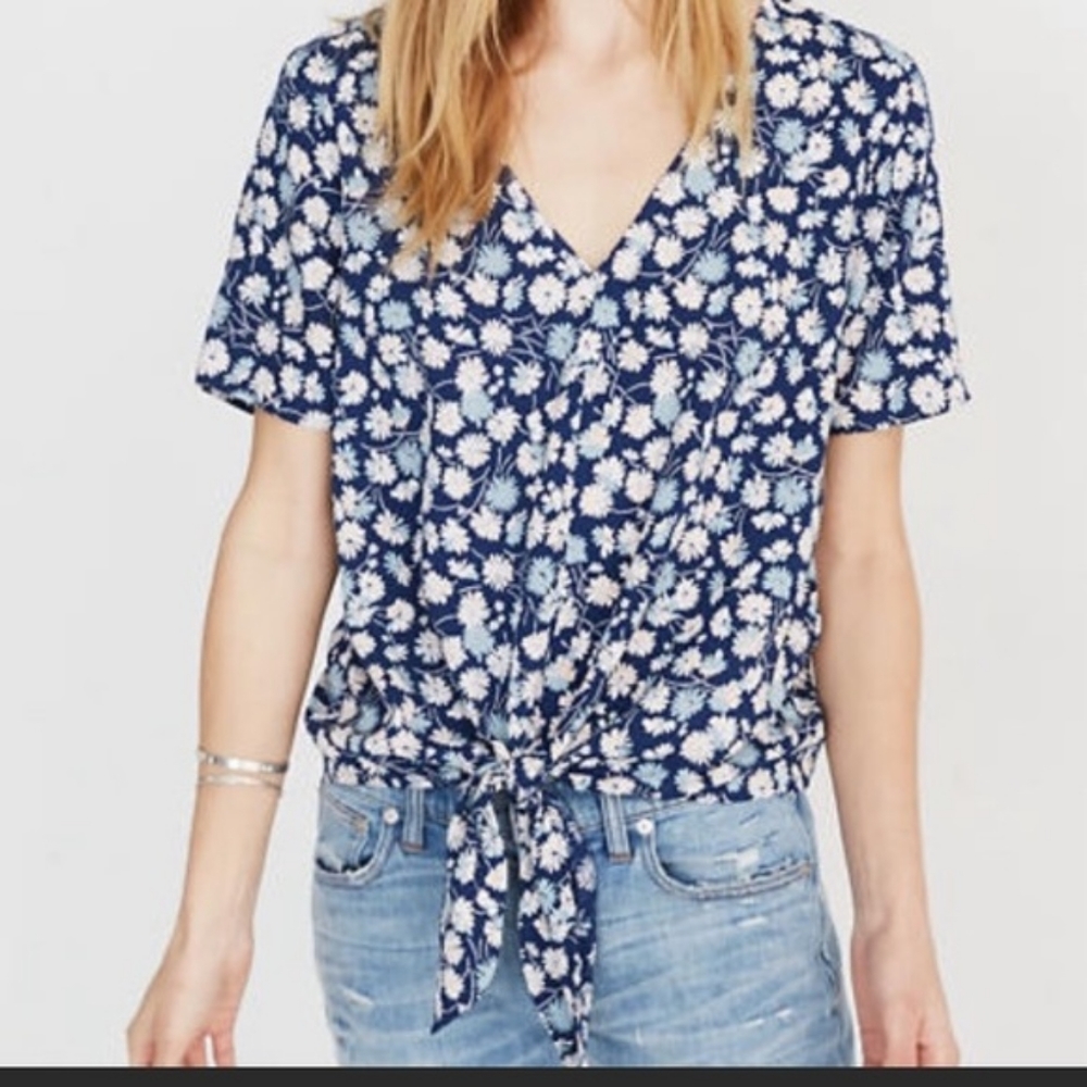 Madewell Novel Tie Front Top in French Floral